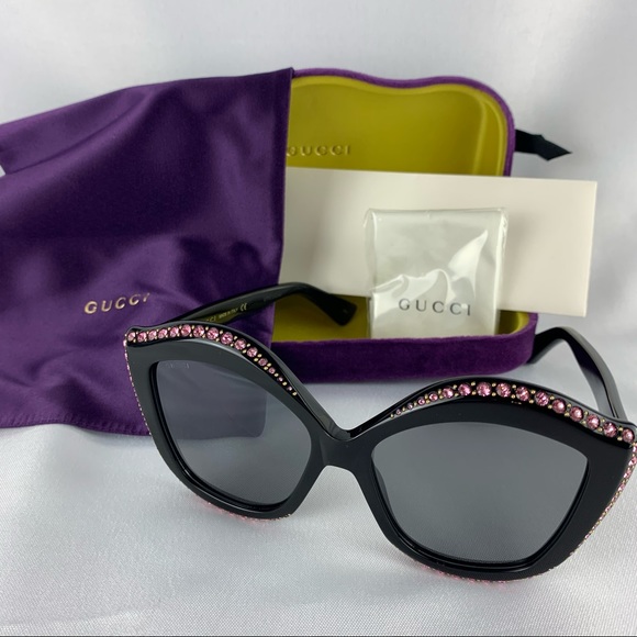 ❌SOLD❌GUCCI GG0118S 002 Black Cat Eye Sunglasses - Picture 5 of 16